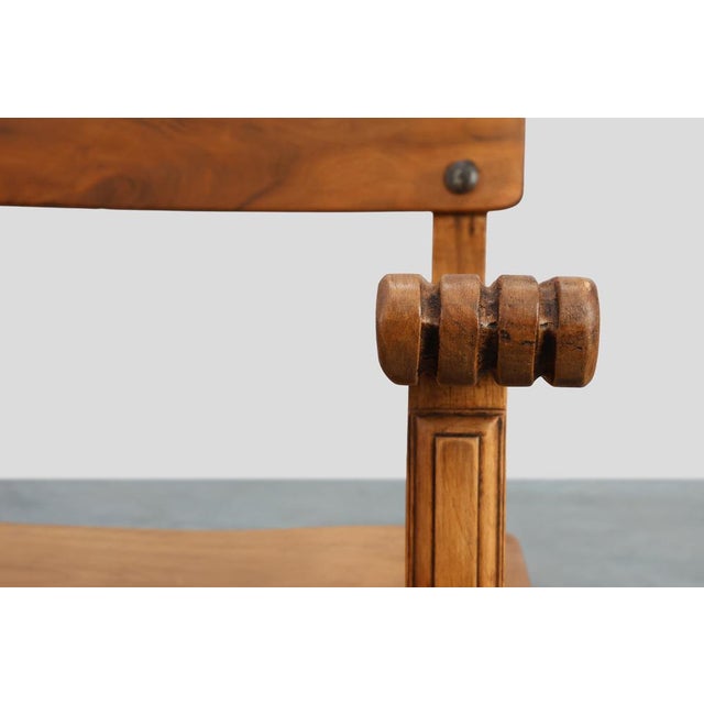 Rustic Rustic Carved Oak Iberian Side Chair, Spain, 1900 For Sale - Image 3 of 15