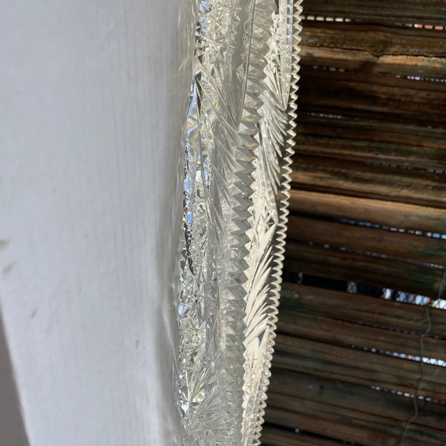Transparent Antique American Brilliant Cut Crystal Platter For Sale - Image 8 of 12