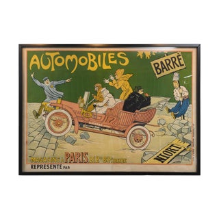 Early 20th Century Walter Thor German Automobiles Barre Niort Advertising Poster, Framed For Sale
