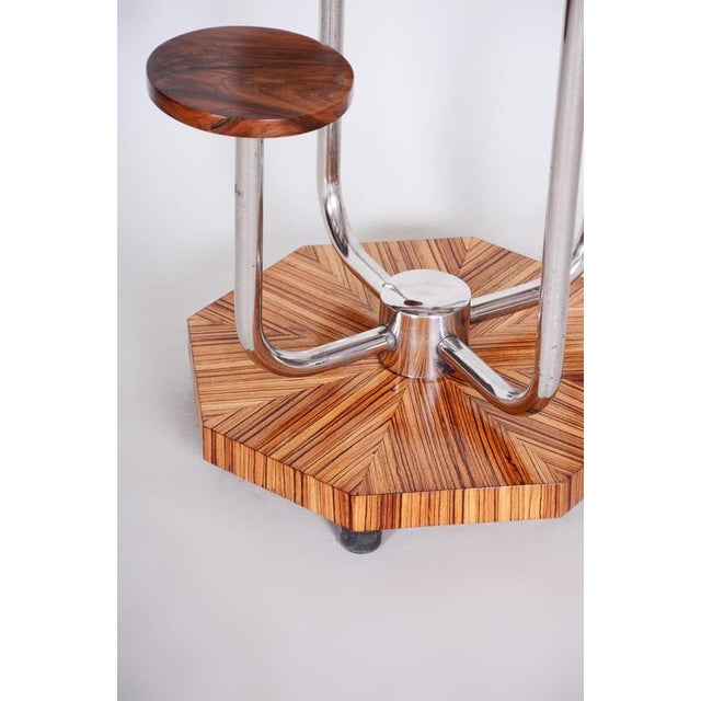 1930s Bauhaus Chrome and Zebrano Wood Flower Stand attributed to Mücke-Melder, Czechoslovakia, 1930s For Sale - Image 5 of 8