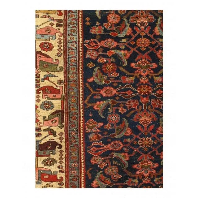 1900 - 1909 Navy Persian Antique Bidjar Runner For Sale - Image 4 of 6