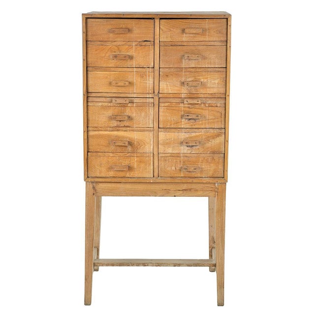 Wood Wooden Storage Unit with 12 Drawers and 2 Shelves For Sale - Image 7 of 7