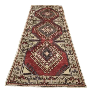 Hand Made Vintage Turkish Runner- 3′6″ × 9′