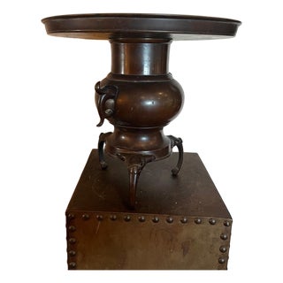 Antique Japanese Meiji Bronze Elephant Censer Pedestal Table For Sale