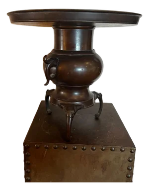 Antique Japanese Meiji Bronze Elephant Censer Pedestal Table