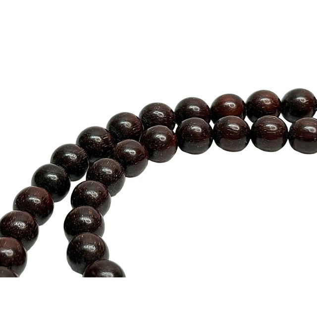 Asian Natural Dark Brown Wood Grain 108 Beads Hand Rosary Praying Chain For Sale - Image 3 of 6