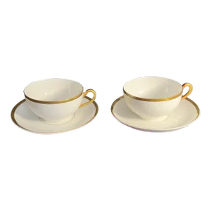 Early 1900s Paul Muller The Baronial Bavaria Porcelain Cup and Saucer Set- 4 Pieces