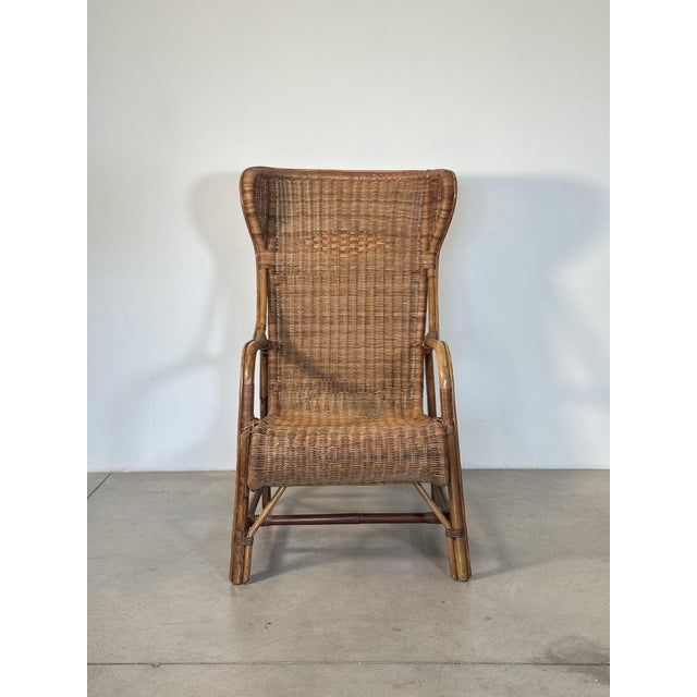 Wicker and Bamboo Armchair, 1970s For Sale - Image 4 of 18