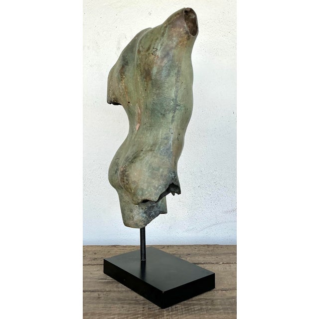 Vintage Patinated Bronze Torso of Man For Sale - Image 11 of 12