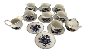 Vintage Enoch Wedgwood Blue & Yellow Tea Set 19 Pieces