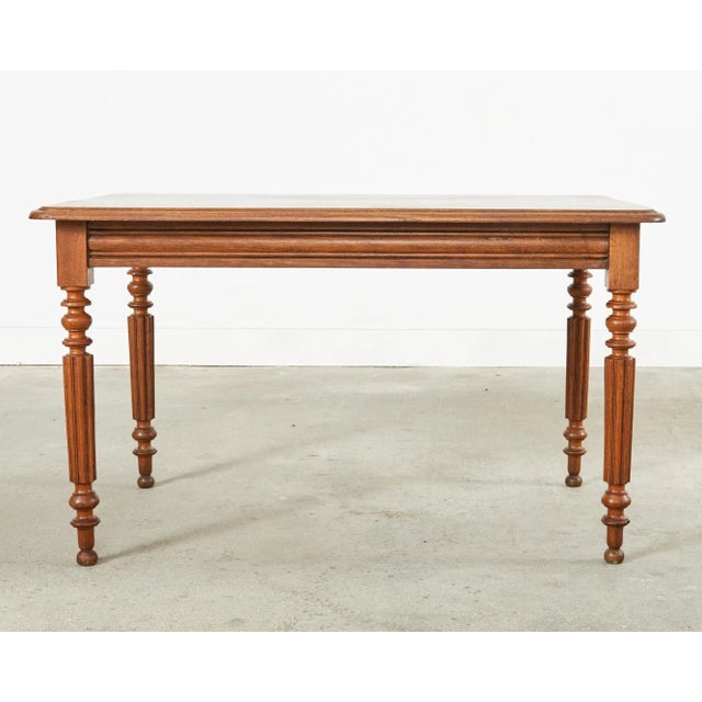 19th Century Louis Phllippe Style Oak Writing Table or Desk For Sale - Image 12 of 13