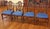 Wood 1990s Set of 8 Regency Style Solid Mahogany Fleur-De-Lis Blue Fabric Dining Chairs For Sale - Image 7 of 18