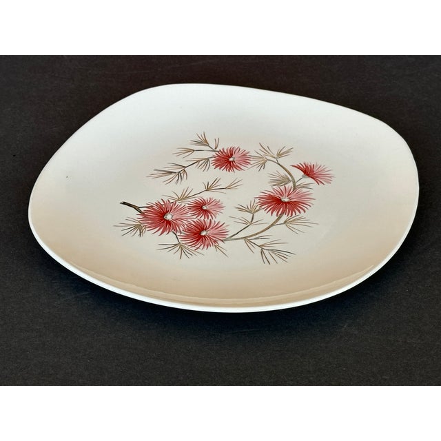 Dark Pink Mid Century Edwin Knowles China Serving Platter For Sale - Image 8 of 9