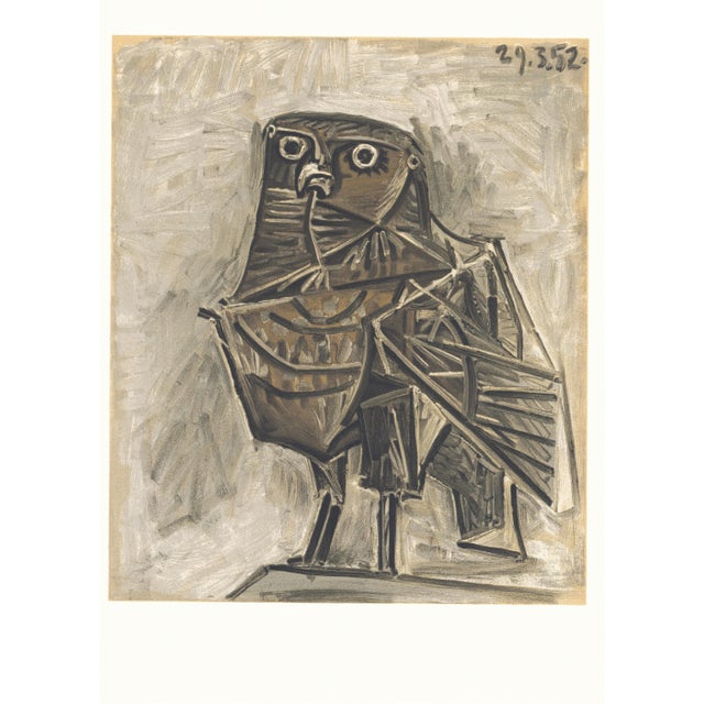 Original lithograph after an earlier painting by Pablo Picasso from the monograph "La Guerre et La Paix" (War and Peace),...