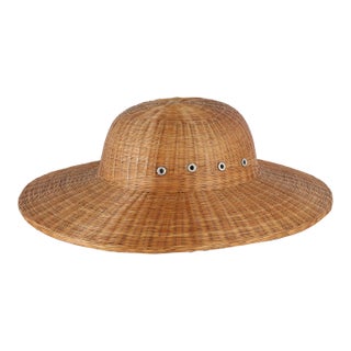 Vintage Campaign Anglo Indian Wicker Pith Helmet For Sale