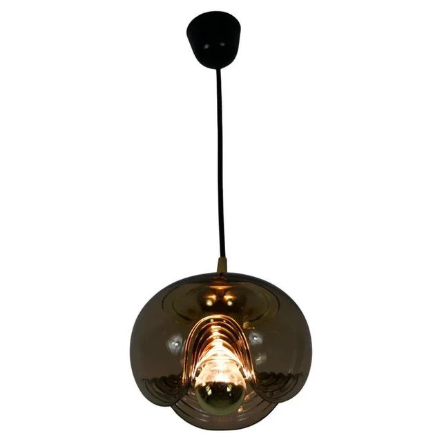Amber Glass Pendant Lamp attributed to Koch & Lowy for Peill and Putzler, 1960s For Sale - Image 12 of 12