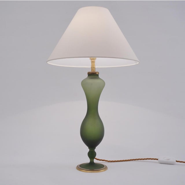 1890's French Art Nouveau Baccarat Style Satin Glass & Ormolu Antique Table Lamp - Rewired For Sale - Image 11 of 14