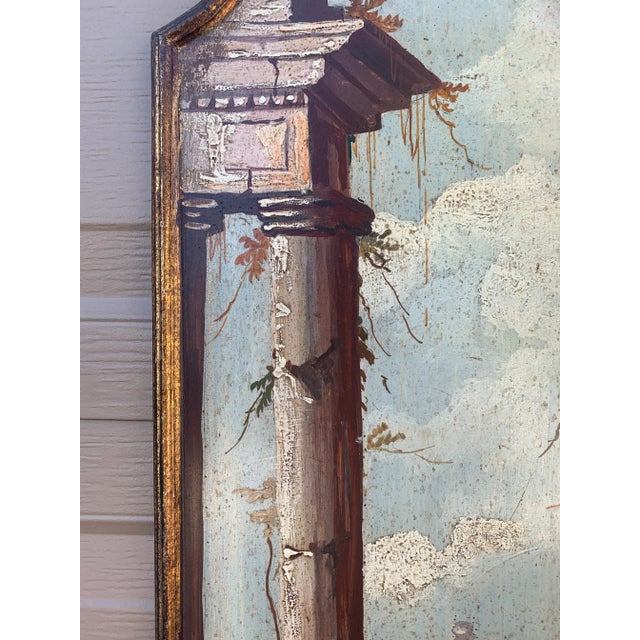 Italian Capriccio Landscape Painting in Shaped Gilt Frame For Sale In South Bend - Image 6 of 9