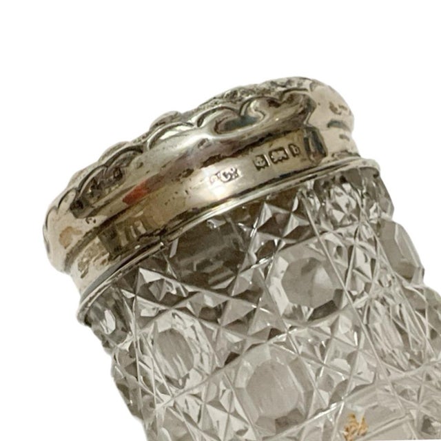 Antique Hobnail Cut Glass Vanity Jar With Sterling Lid For Sale - Image 4 of 7