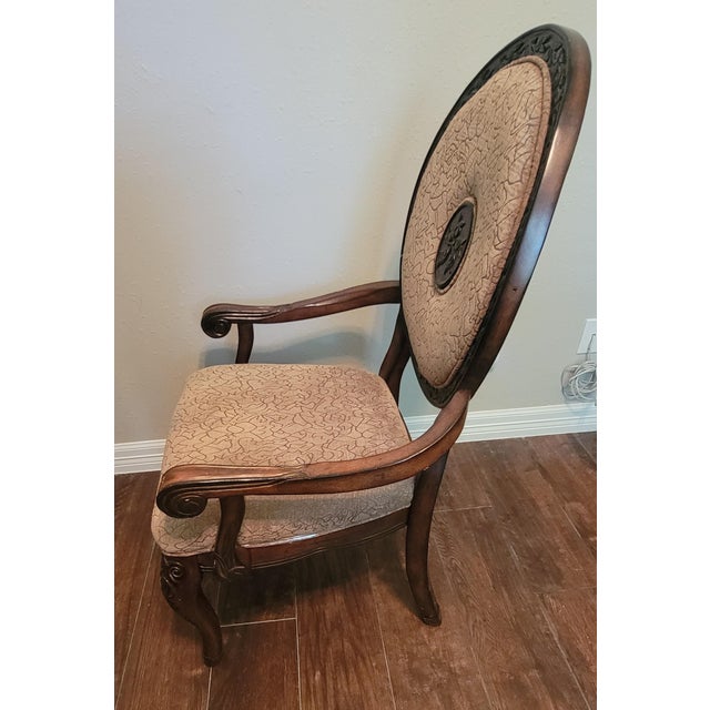 French 6 Louis XVI Oval Medallion Back Dining Room Chairs For Sale - Image 3 of 4