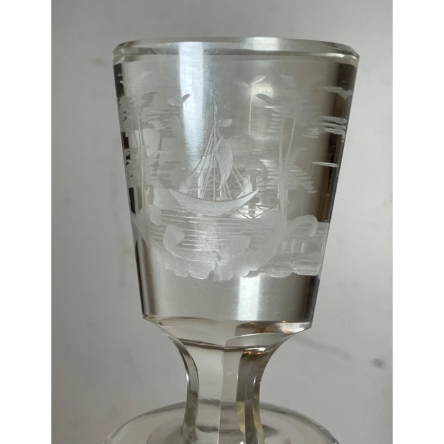 Large Antique Nautical Sailboat Cut Glass Crystal Liquor Decanter Bottles - a Pair For Sale - Image 16 of 17