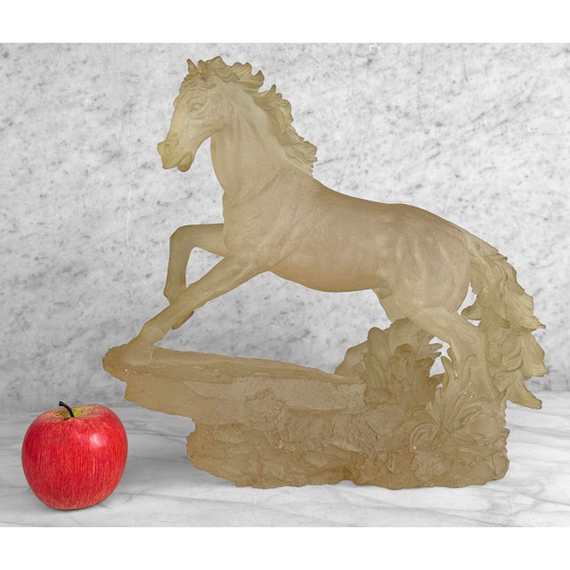 - Original 1980's Italian Resin Horse Sculpture - Nicely Weighted with Wonderful Detailing Around - Shows a Pale Yellow...