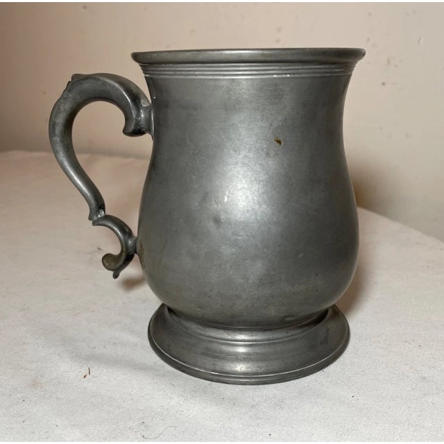 Rare Antique 18th Century 1700's Handmade Pewter Beer Mug Stein Touch Mark Early For Sale In New York - Image 6 of 11