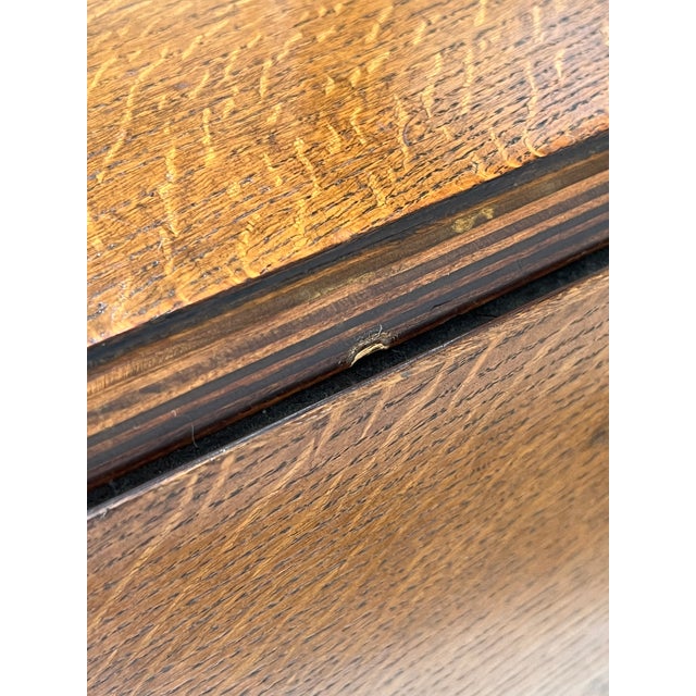 Antique English Oak Drop-Leaf Card Table or Bar Cart With Barley-Twist Legs For Sale - Image 15 of 17