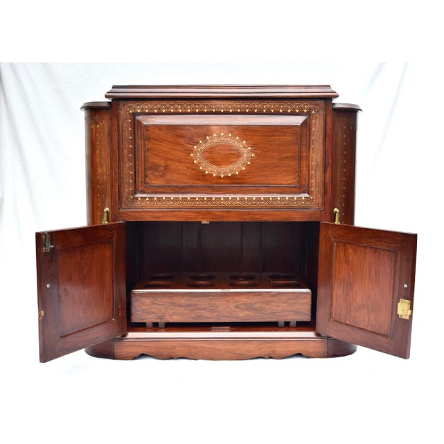 Mid 20th Century Anglo Indian Dry Bar Cabinet Rosewood & Brass For Sale - Image 4 of 13