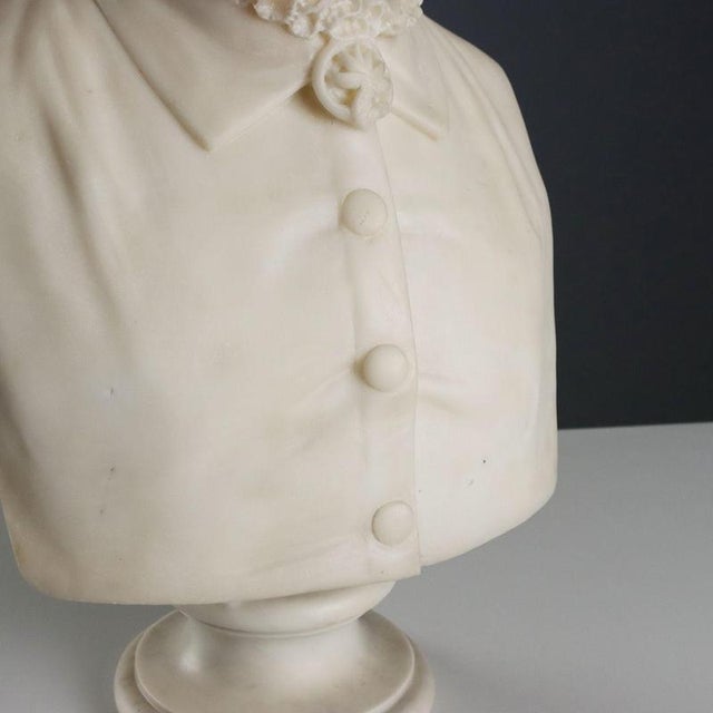 Bust of a Noble Lady, White Marble For Sale - Image 5 of 11
