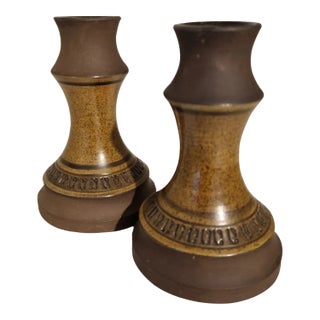 Pair of Mid-Century Ceramic Candle Holders by Ulla Winblad for Alingsås, 1960s For Sale