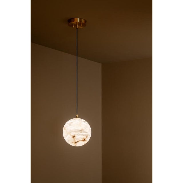 Not Yet Made - Made To Order Moon 28 Pendant Lamp by United Alabaster For Sale - Image 5 of 14