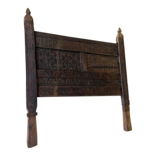 Early 20th Century Antique Hand Carved Headboard For Sale