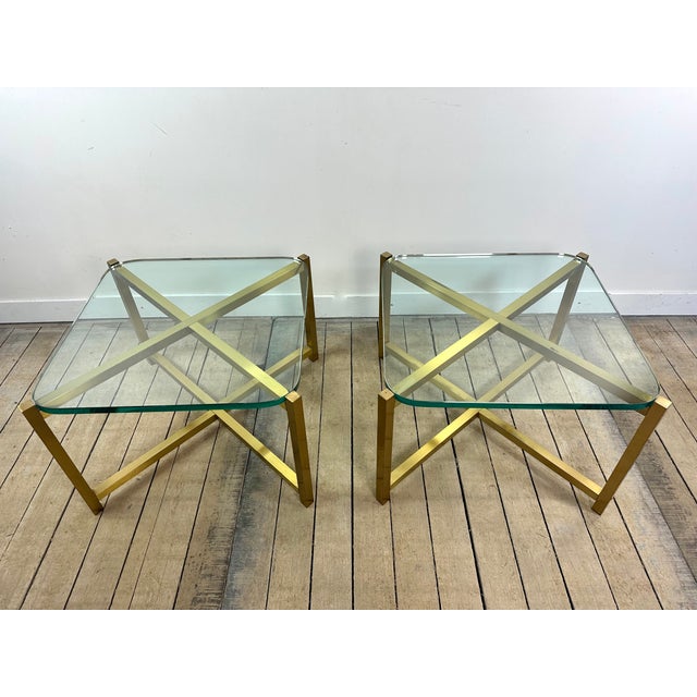 Italian Brass and Glass Side Tables, 1970s, Set of 2 For Sale - Image 12 of 13