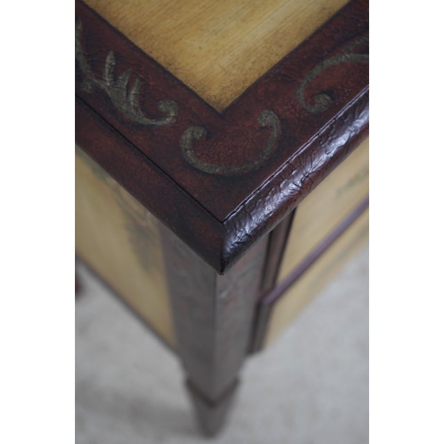 Brown Pair of Venetian Paint Decorated 2 Drawer End Tables Nightstands For Sale - Image 8 of 16