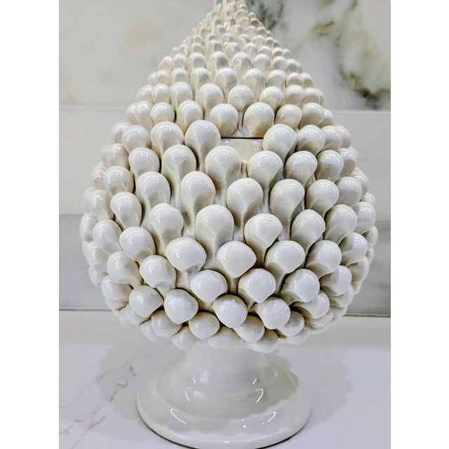 Mid-Century Modern Late 20th Century Italian Taitù Milano White Ceramic Pine Cone Centerpiece for Neiman Marcus For Sale - Image 3 of 11