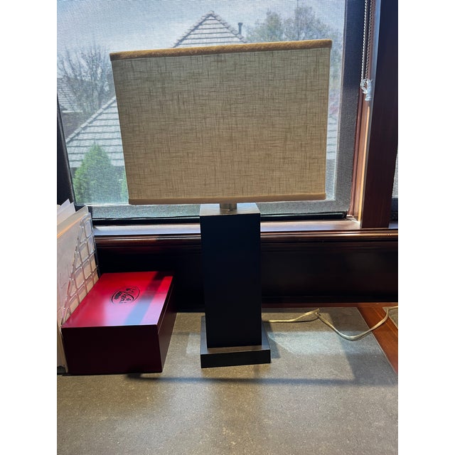 Contemporary Pair of Contemporary Rectangular Lamps With Rectangular Shades in the Style of Restoration Hardware, Set of Two For Sale - Image 3 of 4