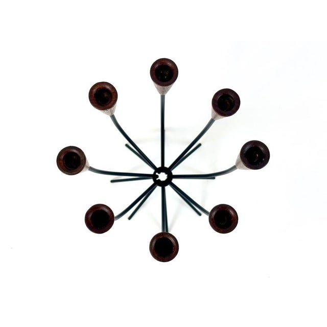1960s Danish Teak and String Candleholder from Lüthje, 1960s For Sale - Image 5 of 9
