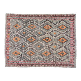 Vintage Afghan Hand Made Organic Wool Maimana Kilim,4'9"x6'4" For Sale