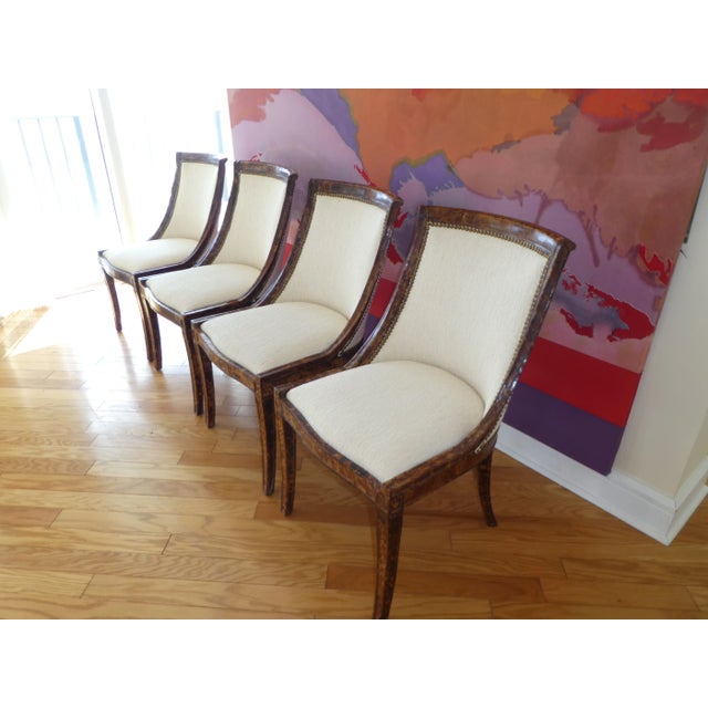 Regency Style Tortoise Shell Veneered Chairs - a Set of 4 For Sale - Image 4 of 12
