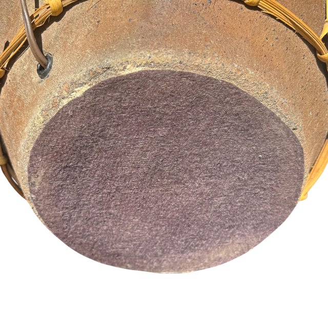 Monumental Martaban-Style Stoneware Water Jar Table Lamp With Woven Rattan For Sale - Image 11 of 14