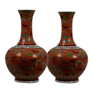 Enamelled Porcelain Vase Guang Xu- 1875 to 1908 - A Pair
