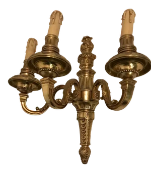 Vintage Bronze Gilt Sconces, Set of 2