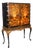 Antique Black Lacquered Marquetry Cocktail Cabinet on Stand, 1930s For Sale
