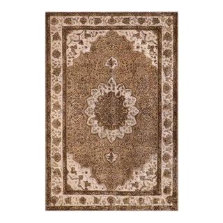 No Pile Persian Tan/Charcoal Wool Rug - 6'11'' X 9'9'' For Sale