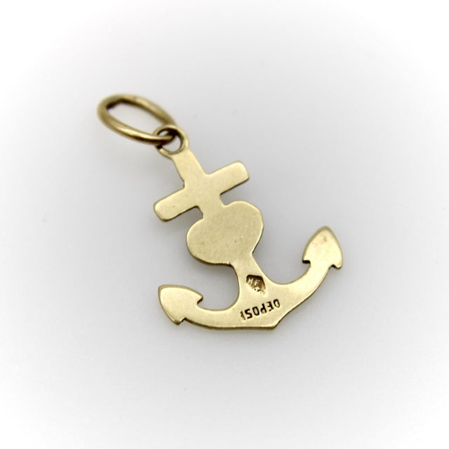 14k Gold Anchor and Enameled Red Heart Pendant Charm For Sale In Los Angeles - Image 6 of 7