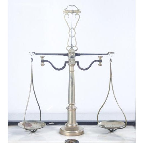 Pharmacy Scale with Wooden and Glass Case and Weights For Sale - Image 4 of 18