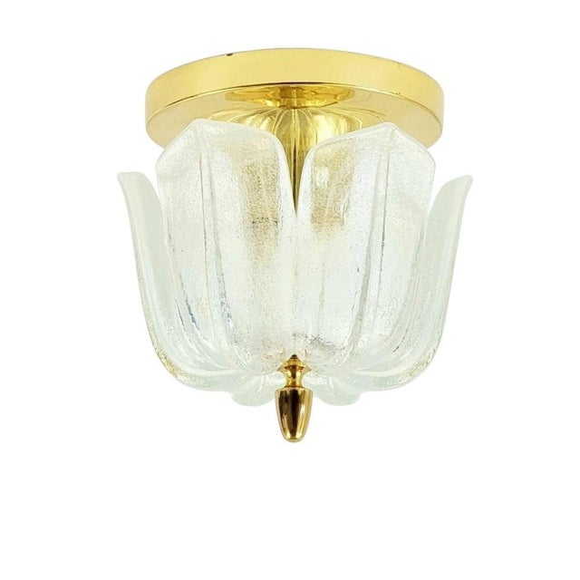 Mid-Century Modern Flower-Shaped Glass & Brass Flush Mount from Limburg, Germany, 1970s For Sale - Image 10 of 10