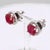14k White Gold Stud Earrings With 5ct Lab-Grown Ruby and Diamond Accents, A Pair For Sale - Image 4 of 6