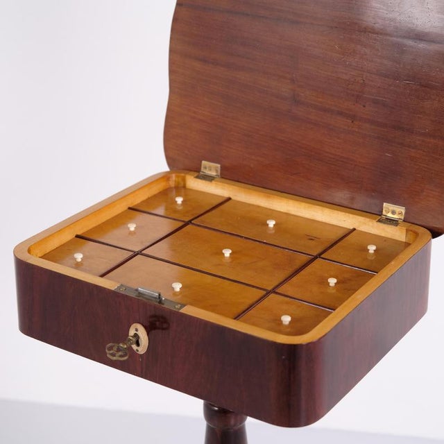 Gold Antique Mahogany Lamp Table with Column Base and Lock, 20th Century For Sale - Image 8 of 10